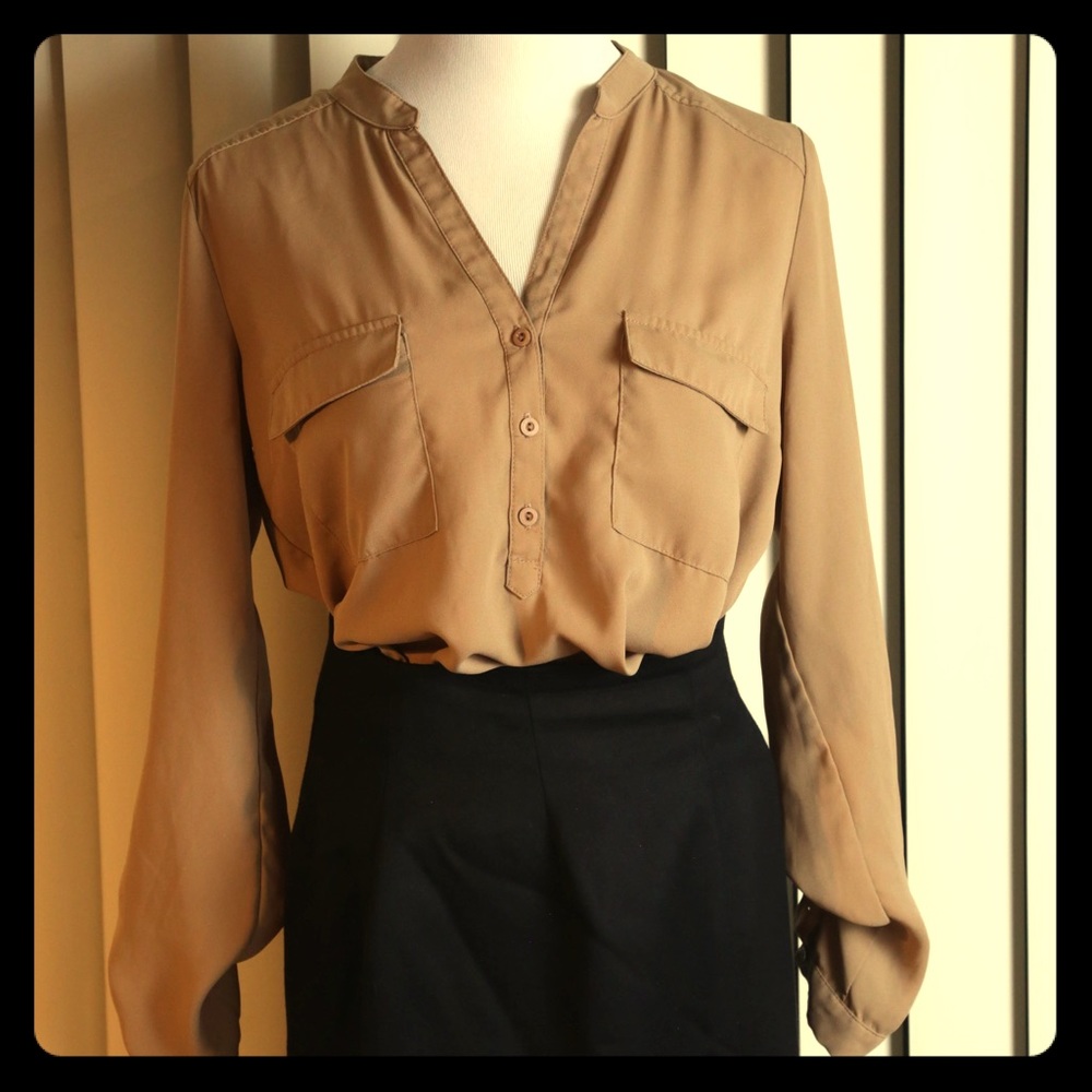 *GIVEN AWAY AS FREE GIFT*  Light brown button-down blouse